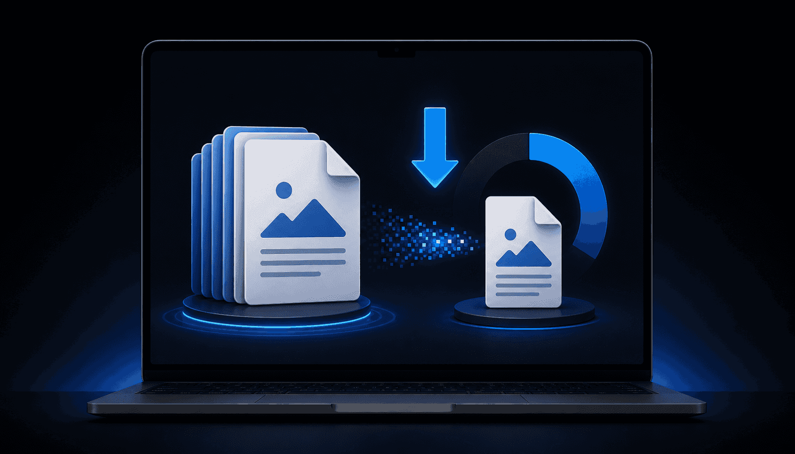 PDF compression demonstration showing file size reduction