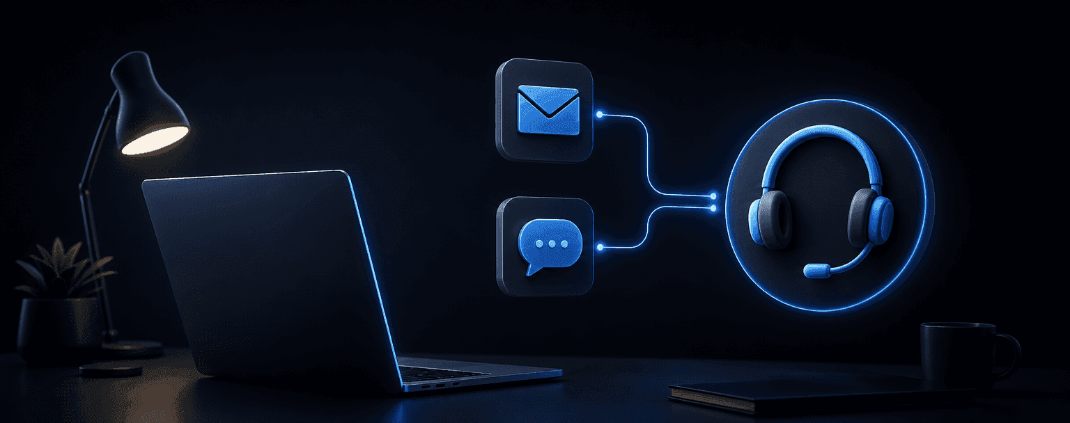 Illustration représentant le support client et la communication