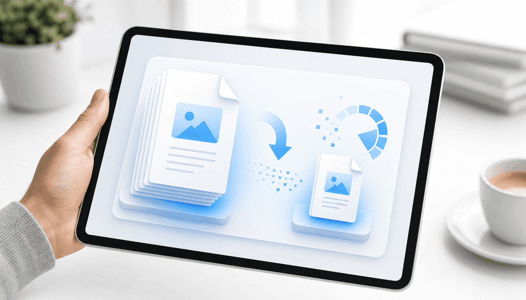 Demostración de compresión PDF mostrando reducción de tamaño de archivo