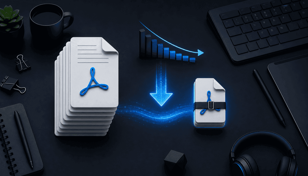 PDF压缩演示,展示文件大小减少效果