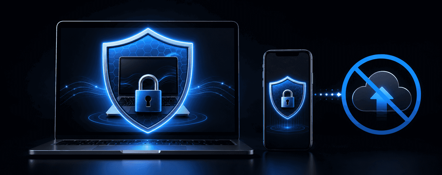 Ilustração que representa a privacidade de dados e o processamento local de arquivos